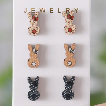 Τρία Πασχαλινά Σκουλαρίκια Κουνελάκια