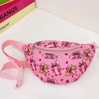 Ροζ Τσάντα Μέσης με Σχέδιο Stitch