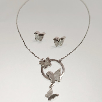 Σετ Σκουλαρίκια Πεταλούδα Ατσάλι