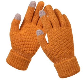 Γυναικεία Γάντια Αφής Πλεκτά Πορτοκαλί