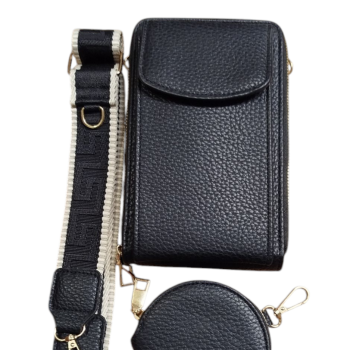 Μαύρο Τσαντάκι Ώμου με Πορτοφόλι