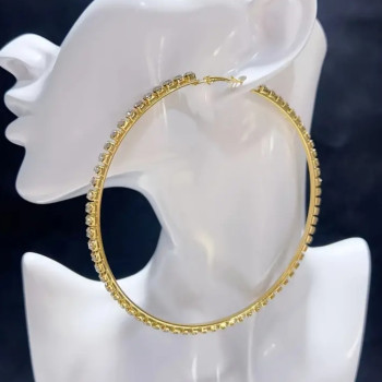 Χρυσοί Μεγάλοι Κρίκοι με Διαμαντάκια