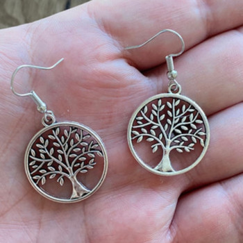 Ασημένια Σκουλαρίκια με Σχέδιο Δέντρο της Ζωής