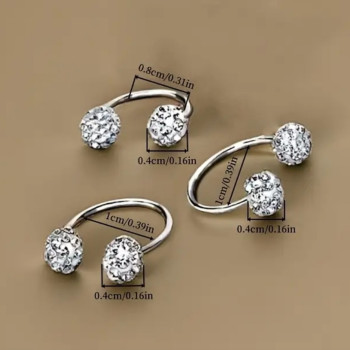 Σετ Σκουλαρίκια Με Μπίλιες Στρας (3τμχ)