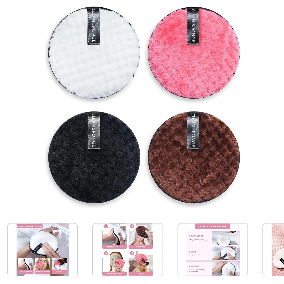 Λευκό Στρογγυλό Σφουγγαράκι Καθαρισμού Προσώπου Διπλής Όψης - Image 3