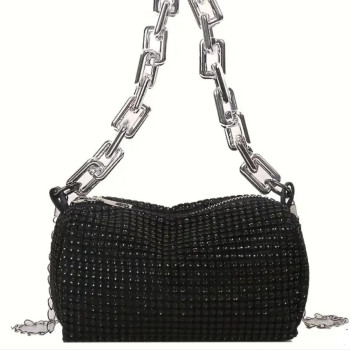 Μαύρη Τσάντα με Στρας και Αλυσίδα