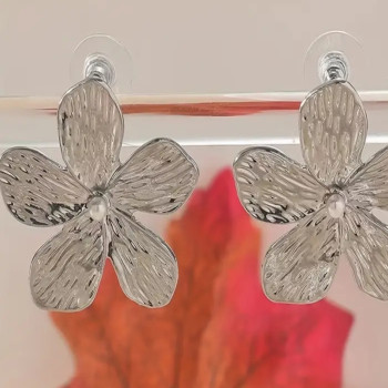 Ασημί Σκουλαρίκια Λουλούδια