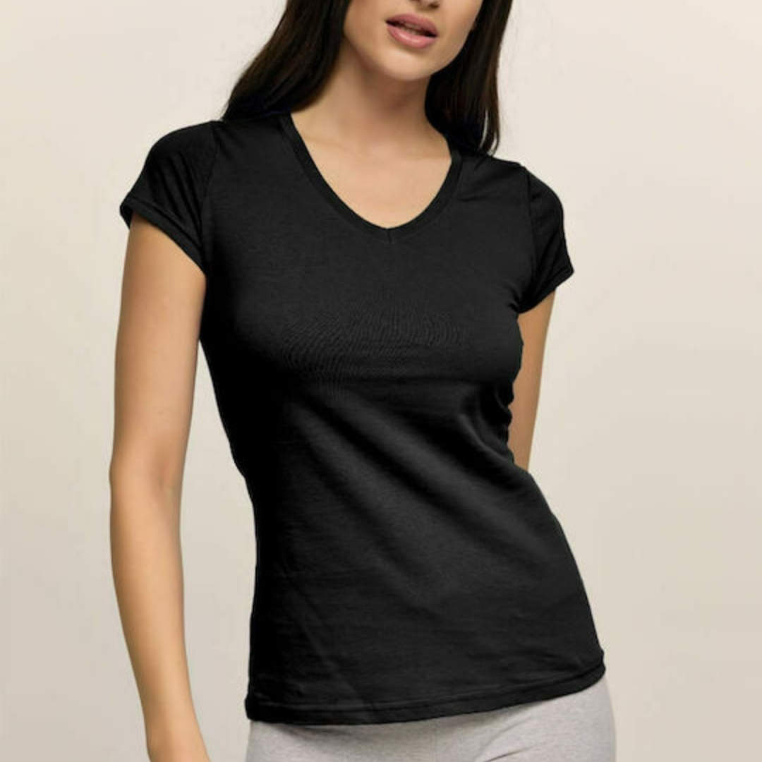 Bodymove 614-09 Γυναικείο Αθλητικό T-shirt με V Λαιμόκοψη Μαύρο