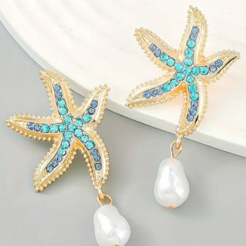 Σκουλαρίκια Αστερίας με Πέρλα