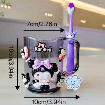 Λιλά Βάση Οδοντόβουρτσας με 3D Φιγούρα και Οδοντόβουρτσα Kuromi