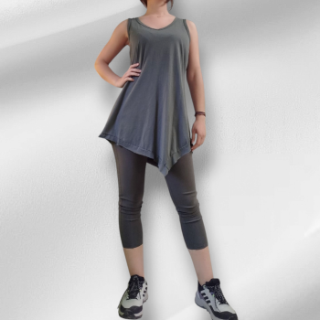 Μπλούζα Ασύμμετρη Αμάνικη Λαδί