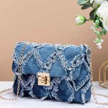 Τσαντάκι Ώμου Τζιν με Αλυσίδα