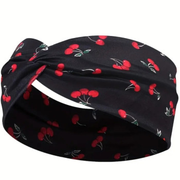 Μαύρη Κορδέλα για Μαλλιά με Κερασάκια