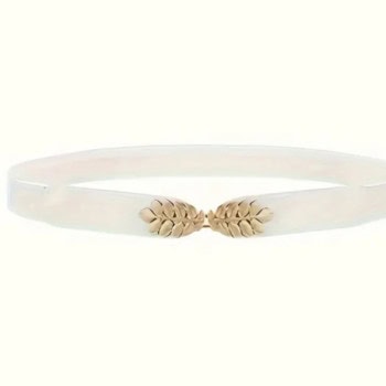 Γυναικεία Άσπρη Ζώνη με Λεπτομέρεια Φύλλων