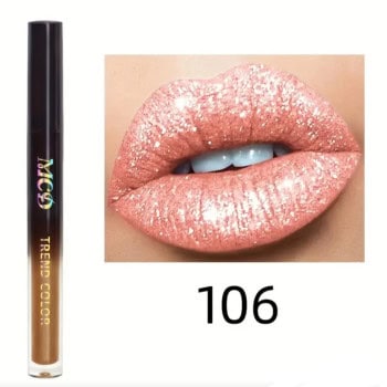 Ανθεκτικό Αδιάβροχο Pearlescent Liquid Lipstick Lip Gloss Makeup Shimmer Glitter #106
