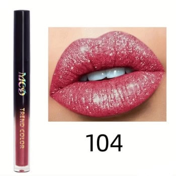 Ανθεκτικό Αδιάβροχο Pearlescent Liquid Lipstick Lip Gloss Makeup Shimmer Glitter #104