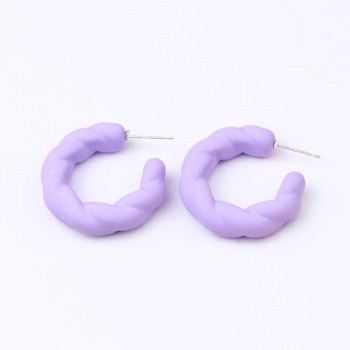 Σκουλαρίκια Λιλά Πλεξούδα