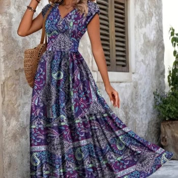 Bohemian Καλοκαιρινό Γυναικείο Φόρεμα με Βολάν