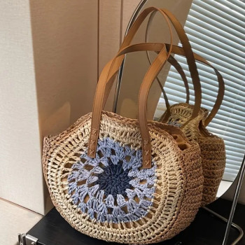 Γυναικεία Ψάθινη Τσάντα με Μάτι