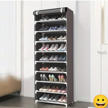 Γκρι Υφασμάτινη Παπουτσοθήκη με 9 Ράφια Διαστασεις: Μ :59,5 εκ * Π:29,5 * Υ:159