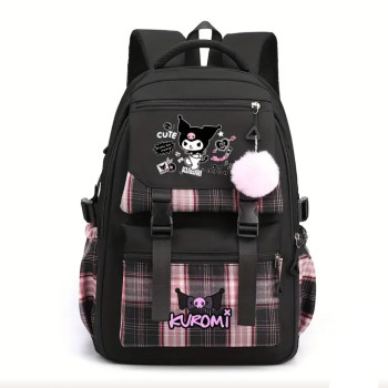Σχολική Τσάντα Πλάτης Μαύρη Kuromi με Μεγάλη Χωρητικότητα-0100