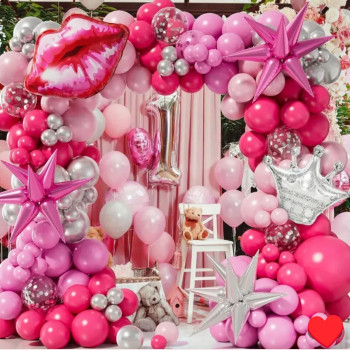 Σετ για τη Δημιουργία μιας Αψίδας Από Μπαλόνια σε Αποχρώσεις του Ροζ και του Φούξια(148 Κομμάτια)