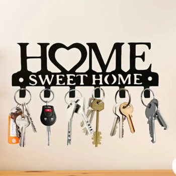 Κλειδοθήκη Κλειδιών Τοίχου με τη Φράση "HOME SWEET HOME".