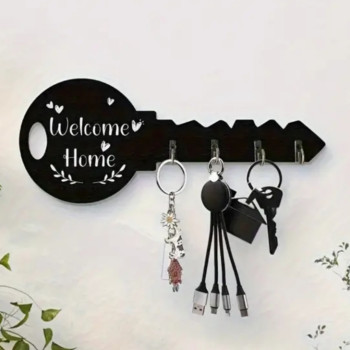 Κλειδοθήκη Τοίχου με Θέμα το Κλειδί και με Επιγραφή "Welcome Home"