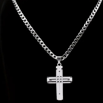 Σκαλιστός Σταυρός Ατσάλινος-Ασημί