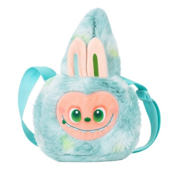 Παιδική Τσάντα Γαλάζια με Πράσινα Μάτια Βόλτας Γούνινη-The Monsters(22*16)