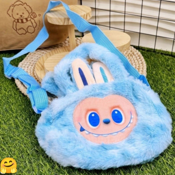 Παιδική Τσάντα Γαλάζια Βόλτας Γούνινη-The Monsters(22*16)