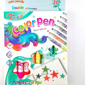 Ένα Σετ από 10 Μαρκαδόρους Διπλής Όψης με 20 Διαφορετικά Χρώματα