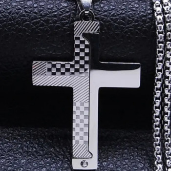 Ανδρικός Σταυρός με Αλυσίδα Ατσάλι-Ασημί