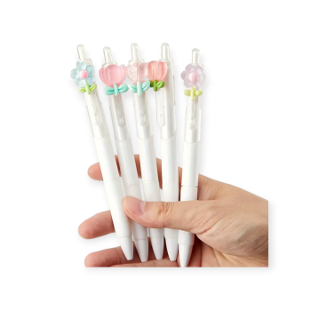 Σετ 5 Στυλό Διακοσμημένα με Σχέδια Λουλουδιών