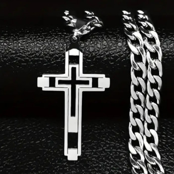 Ανδρικό Κολιέ Ασημί Σταυρός