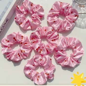 Σετ Λαστιχάκια Μαλλιών με Σχέδιο Κεράσια Κόκκινο-Ροζ(6 κομμάτια)