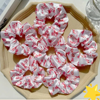 Σετ Λαστιχάκια Μαλλιών με Σχέδιο Φιόγκους Άσπρο-Ροζ(6 κομμάτια)