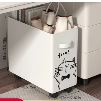 Καρότσι Αποθήκευσης και Οργάνωσης Λευκό με Σχέδιο Γάτα