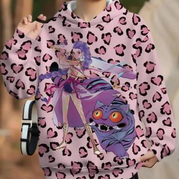 Παιδική Μπλούζα Φούτερ με Στάμπα Άνιμε-Ροζ (100% Polyester)