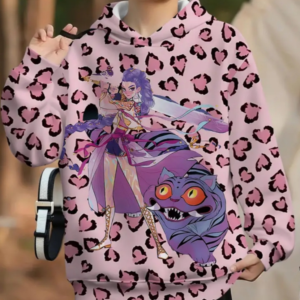 Παιδική Μπλούζα Φούτερ με Στάμπα Άνιμε-Ροζ (100% Polyester)