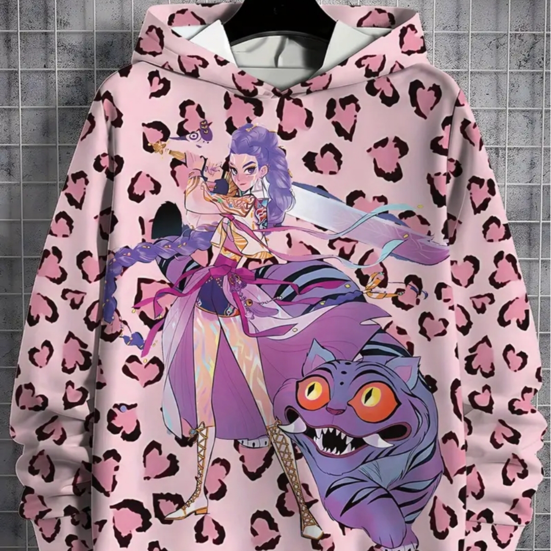 Παιδική Μπλούζα Φούτερ με Στάμπα Άνιμε-Ροζ (100% Polyester) - Image 3