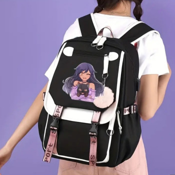 Σχολική Μαύρη Τσάντα με Στάμπα Άνιμε