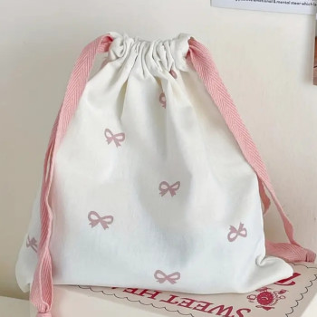 Νεσεσέρ-Πουγκί Λευκό Αποθήκευσης Μακιγιάζ με Ροζ Φιόγκους