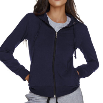 Bodymove Γυναικεία Φούτερ Ζακέτα με Κουκούλα Navy Μπλε 1020