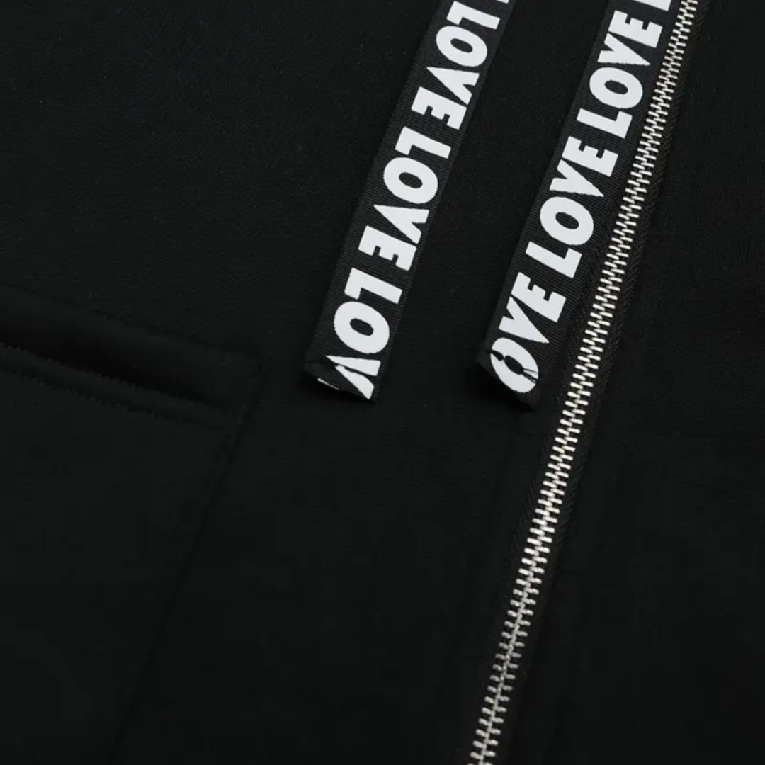 Γυναικεία Μακριά Ζακέτα με Κουκούλα και Φερμουάρ-Μαύρη - Image 3