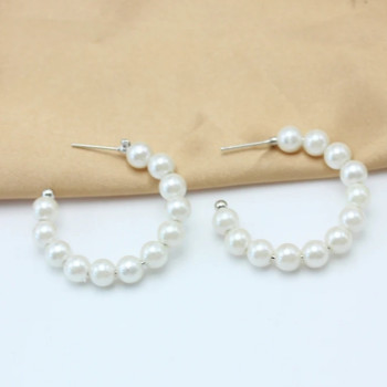 Σκουλαρίκια-Κρίκοι Ασημί με Πέρλες