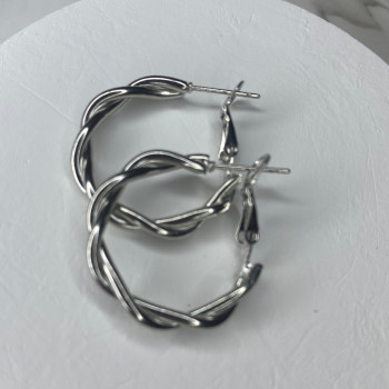 Στριφτά Σκουλαρίκια Κρίκοι Ασημί