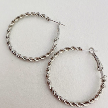 Σκουλαρίκια Ασημί με Κρίκοι Πλεξούδα #123