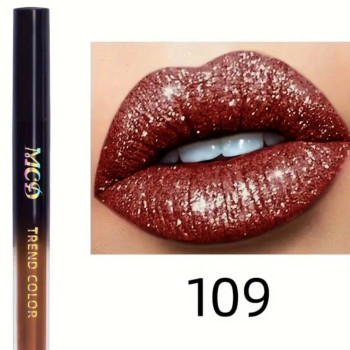 Ανθεκτικό Αδιάβροχο Pearlescent Liquid Lipstick Lip Gloss Makeup Shimmer Glitter #109