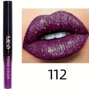 Ανθεκτικό Αδιάβροχο Pearlescent Liquid Lipstick Lip Gloss Makeup Shimmer Glitter #112